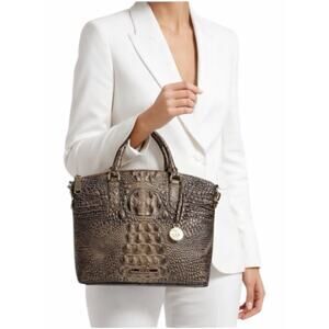 Brahmin Medium Duxbury Satchel Bag Melborne Coffee Brown Croc